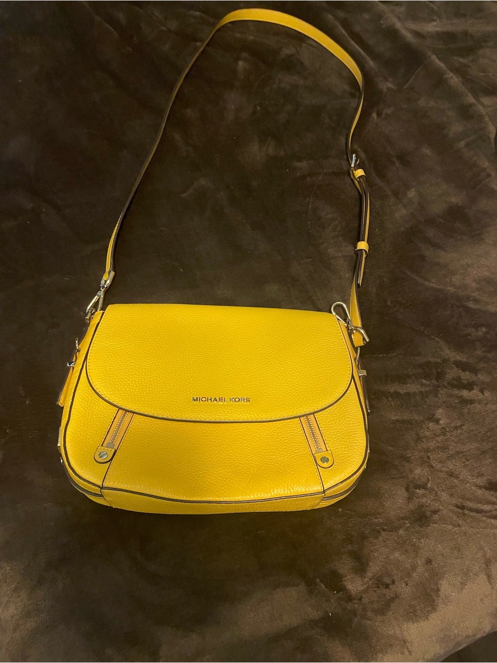 Michael Kors Bright Yellow Pebble Leather Crossbody. New without tags.